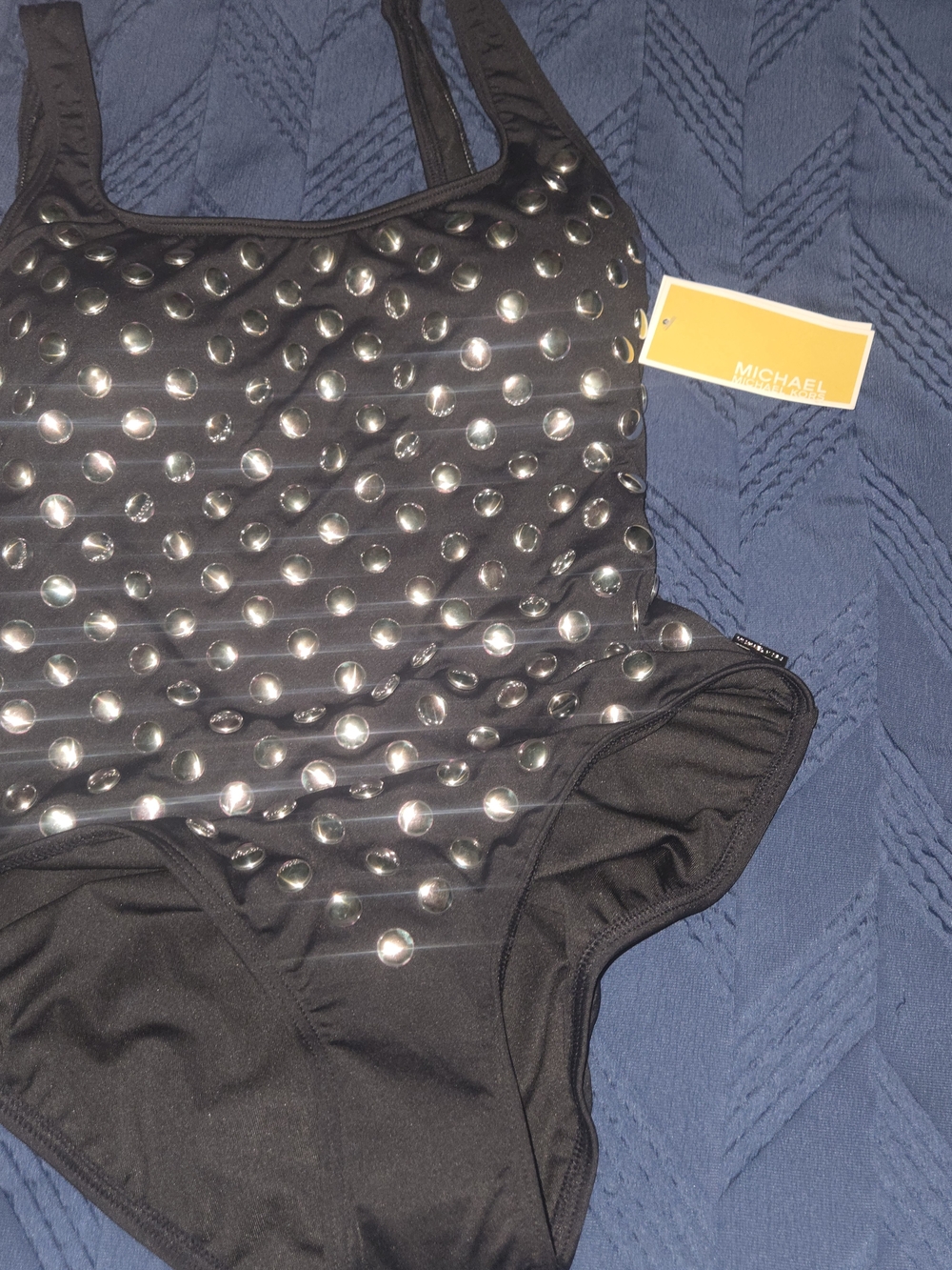 Michael Kors Black One-Piece Swimsuit with Silver Studs